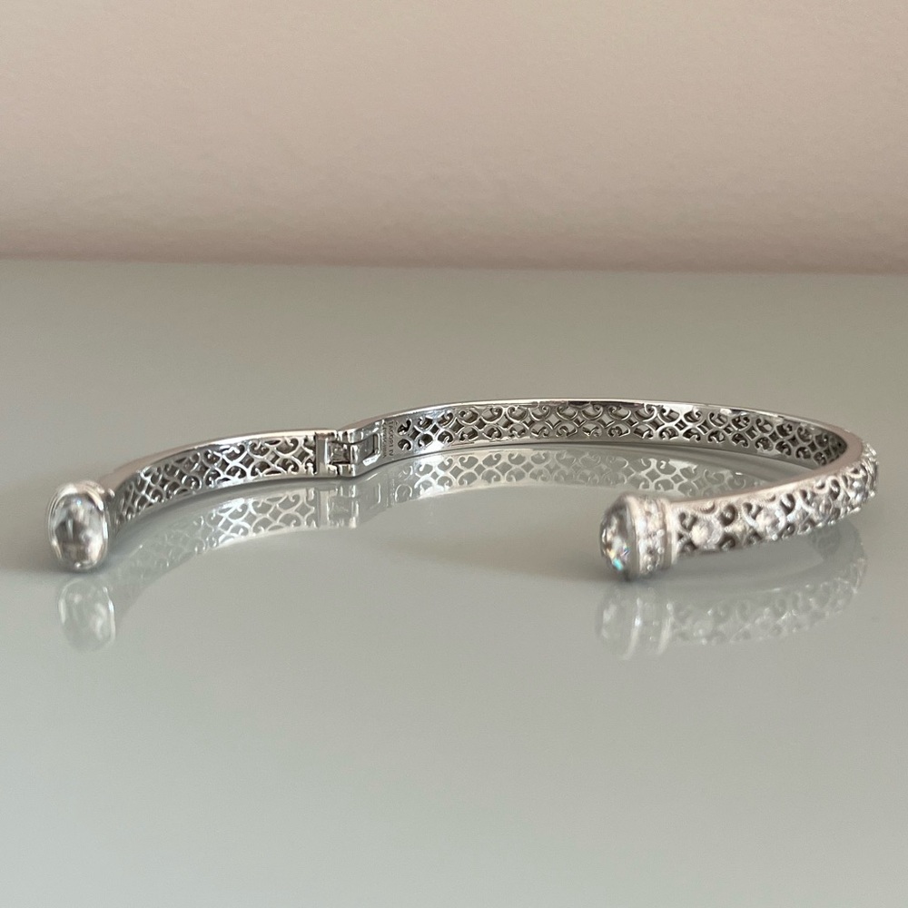 Tacori 925 Sterling Silver CZ Hinged Bracelet - Picture 7 of 12